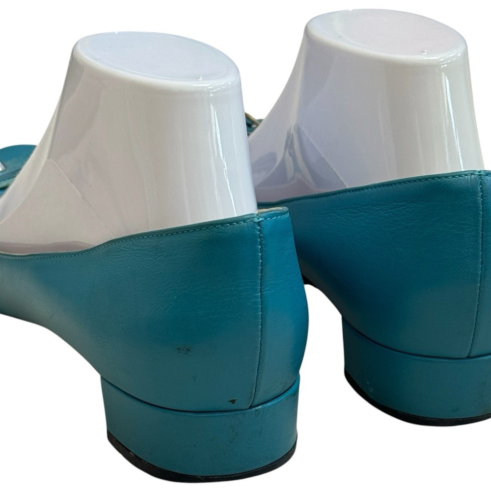 Vintage Y2K Balenciaga Turquoise Leather Buckle Pumps Retro Luxury EU 40 US 10 - Picture 9 of 13